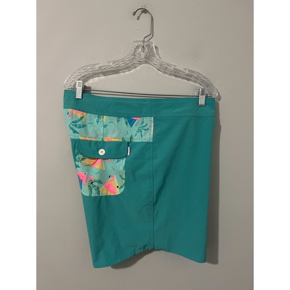 Chubbies Board Shorts Men's 38 Green Print Swim Trunks Drawstring - Picture 5 of 15